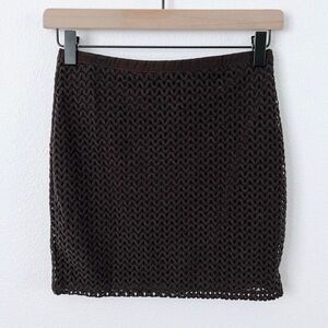 Zara brown crochet lined brown mini skirt